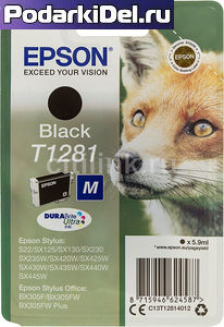 Картридж Epson T1281 чер.ор. 