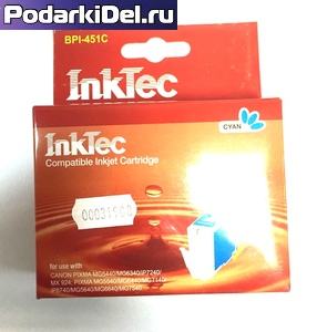 Струйный картридж Canon CLI-451C Cyan (BPI-451C), InkTec